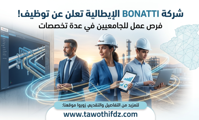 إعلان توظيف بشركة BONATTI الإيطالية.. مناصب للجامعيين في عدة تخصصات
