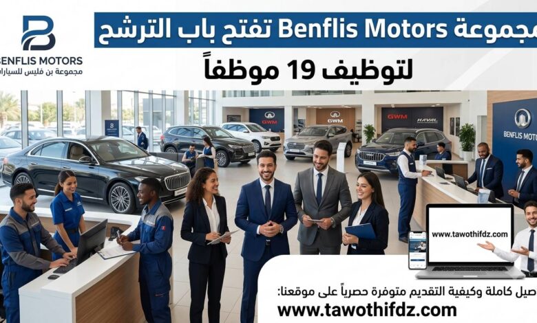 مجموعة Benflis Motors تفتح باب الترشح لتوظيف 19 موظفًا