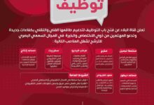 تعلن قناة البلاد عن فتح باب التوظيف لتدعيم طاقمها الفني والتقني بكفاءات جديدة