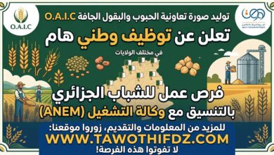 تعاونية الحبوب والبقول الجافة O.A.I.C تعلن عن توظيف في مختلف الولايات بالتنسيق مع وكالة التشغيل (ANEM)