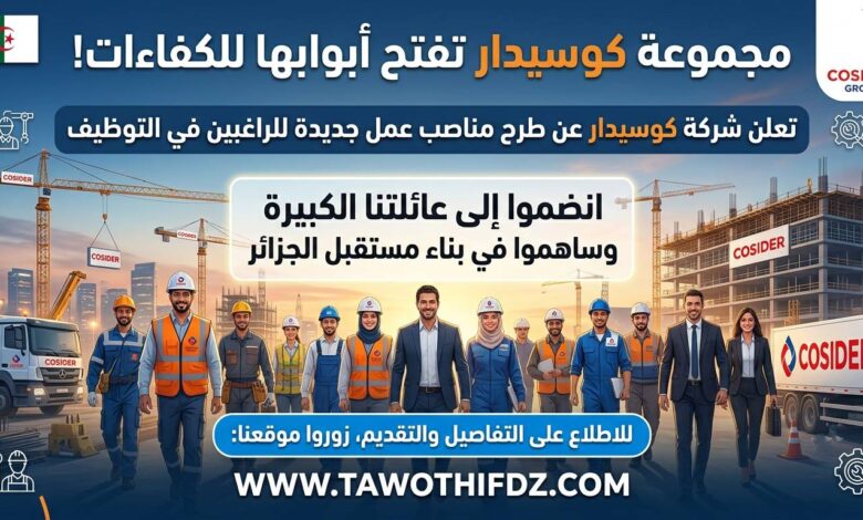 شركة كوسيدار تطرح مناصب عمل جديدة للراغبين في التوظيف