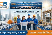 الشركة الوطنية للهندسة المدنية والبناء GCB تعلن عن فتح 88 منصب عمل في مختلف التخصصات