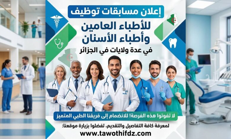إعلان مسابقات توظيف للأطباء العامين وأطباء الأسنان في عدة ولايات