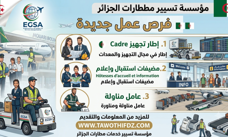 مؤسسة تسيير مطارات الجزائر تعلن عن عروض عمل في مختلف المجالات