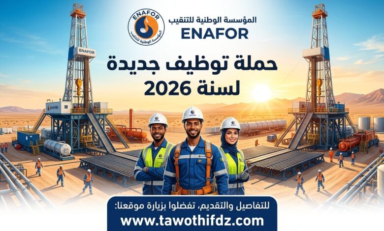 المؤسسة الوطنية للتنقيب ENAFOR تطلق حملة توظيف جديدة لسنة 2026