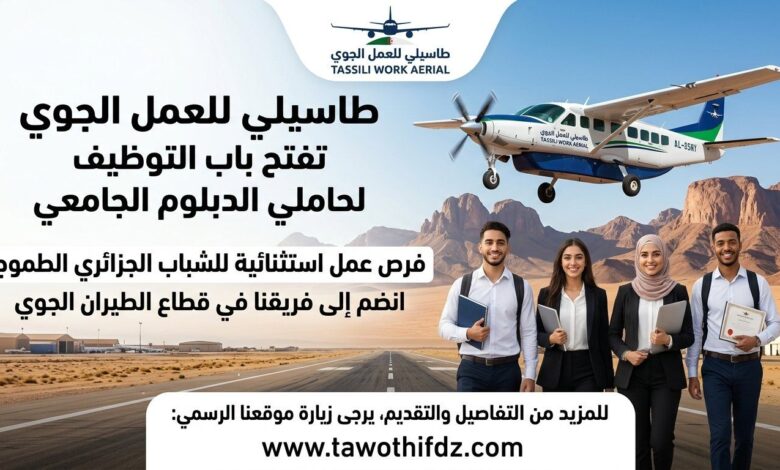 طاسيلي للعمل الجوي تفتح باب التوظيف لفائدة حاملي الدبلوم الجامعي