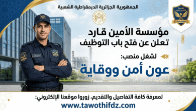 مؤسسة الأمين قارد تعلن عن فتح باب التوظيف لشغل منصب عون أمن ووقاية