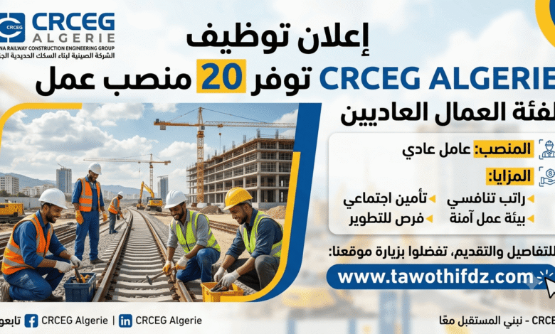 شركة CRCEG ALGERIE توفر 20 منصب عمل لفئة العمال العاديين
