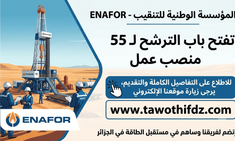 المؤسسة الوطنية للتنقيب ENAFOR تفتح باب الترشح لـ55 منصب عمل