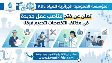 المؤسسة العمومية الجزائرية للمياه ADE تعلن عن فتح مناصب عمل جديدة بمختلف التخصصات