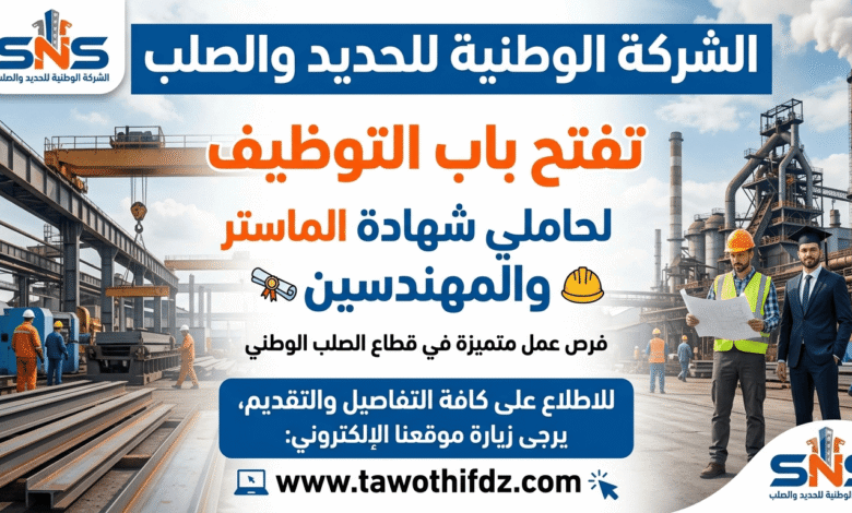 الشركة الوطنية للحديد والصلب تفتح باب التوظيف لحاملي شهادة الماستر والمهندسين