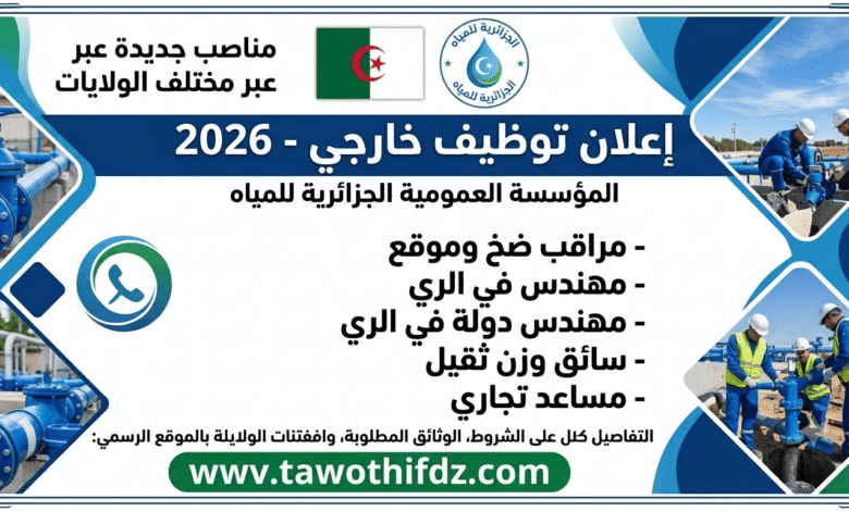 توظيف المؤسسة العمومية الجزائرية للمياه 2026.. مناصب جديدة عبر مختلف الولايات