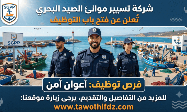 اعلان توظيف أعوان أمن في شركة تسيير موانئ الصيد البحري (SGPP)