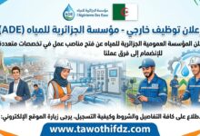 المؤسسة العمومية الجزائرية للمياه (ADE) تعلن عن فتح مناصب عمل