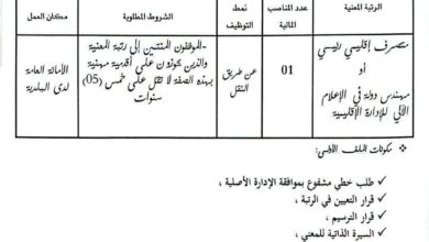 بلدية الدبداب ولاية إيليزي تعلن عن فتح باب الترشح للتوظيف عن طريق النقل
