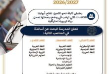 تعلن المدرسة الخاصة بوقرة فارس عن البحث عن أساتذة في كل الأطوار 2026/2027