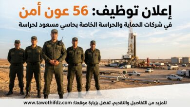 إعلان توظيف 56 عون أمن في شركات الحماية والحراسة الخاصة بحاسي مسعود