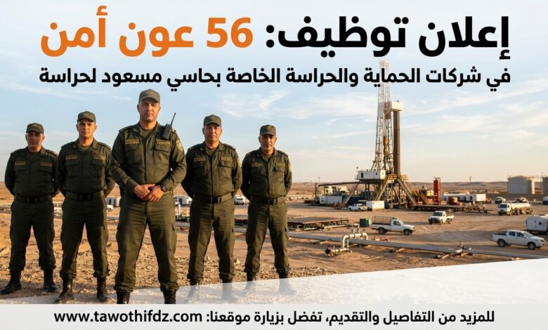 إعلان توظيف 56 عون أمن في شركات الحماية والحراسة الخاصة بحاسي مسعود