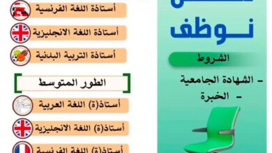 مدرسة نور العلوم الخاصة توظف أساتذة مختلف التخصصات