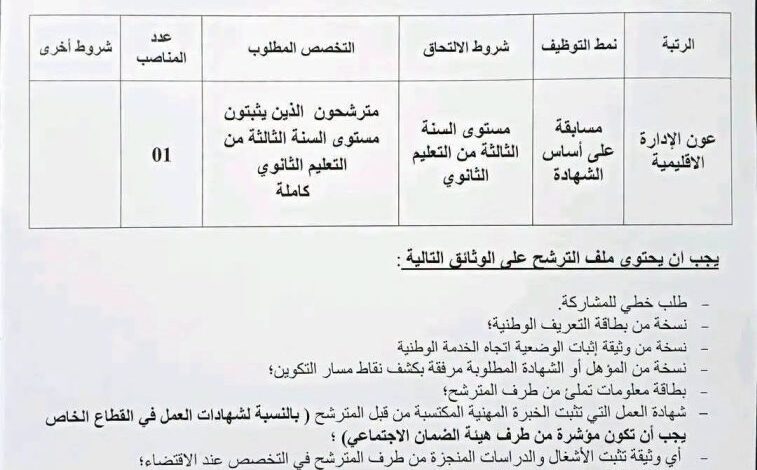 بلدية بني سليمان بولاية المدية تعلن عن فتح مسابقة توظيف على أساس الشهادة