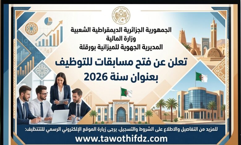 المديرية الجهوية للميزانية بورقلة تعلن عن فتح مسابقات للتوظيف بعنوان سنة 2026