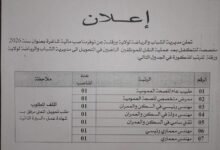 مديرية الشباب والرياضة لولاية ورقلة عن توفر مناصب مالية شاغرة بعنوان سنة 2026