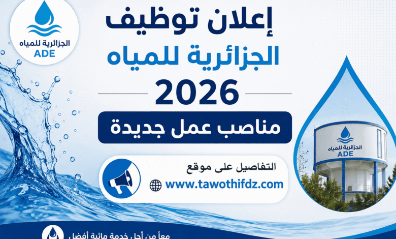 إعلان توظيف الجزائرية للمياه 2026: مناصب عمل جديدة