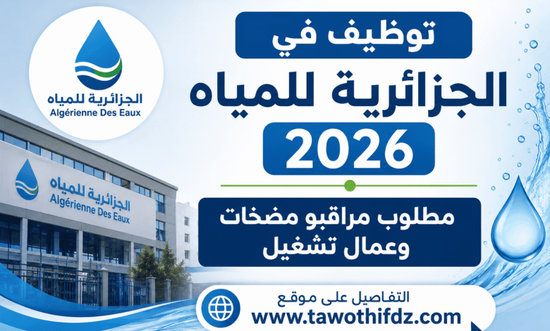 توظيف في الجزائرية للمياه 2026: مطلوب مراقبو مضخات وعمال تشغيل