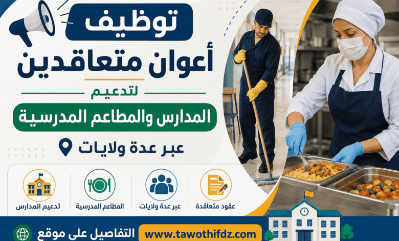 توظيف أعوان متعاقدين لتدعيم المدارس والمطاعم المدرسية عبر عدة ولايات