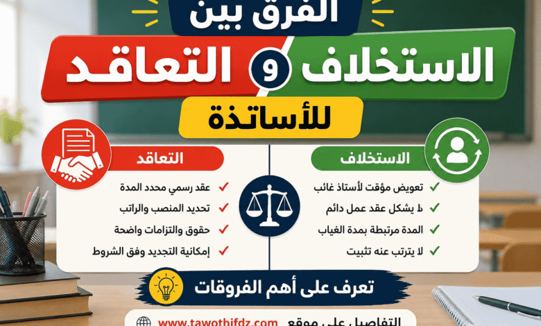 الفرق بين الاستخلاف والتعاقد للأساتذة.. تعرف على أهم الفروقات