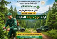محافظة الغابات تفتح مسابقة توظيف على أساس الانتقاء لرتبة عون صيانة للغابات