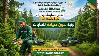 محافظة الغابات تفتح مسابقة توظيف على أساس الانتقاء لرتبة عون صيانة للغابات