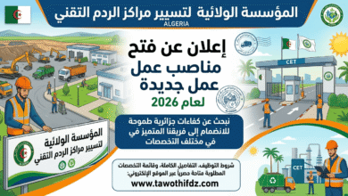 المؤسسة الولائية لتسيير مراكز الردم التقني تعلن عن فتح مناصب عمل جديدة في مختلف تخصصات لسنة 2026