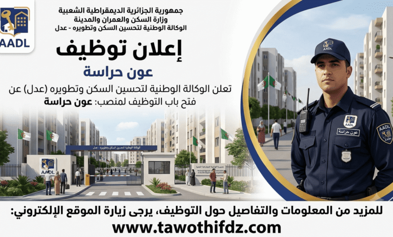 اعلان توظيف عون حراسة بوكالة عدل (AADL)