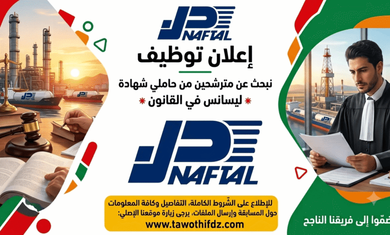 توظيف في مؤسسة نفطال GPL: مطلوب مترشحون من حاملي ليسانس قانون.