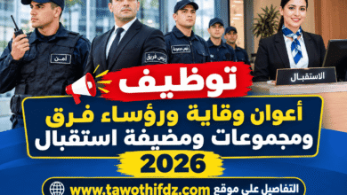 توظيف أعوان وقاية ورؤساء فرق ومجموعات ومضيفة استقبال 2026