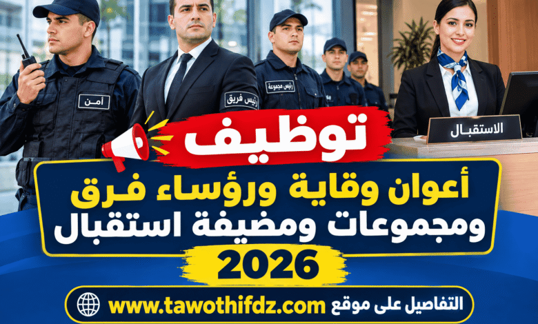 توظيف أعوان وقاية ورؤساء فرق ومجموعات ومضيفة استقبال 2026