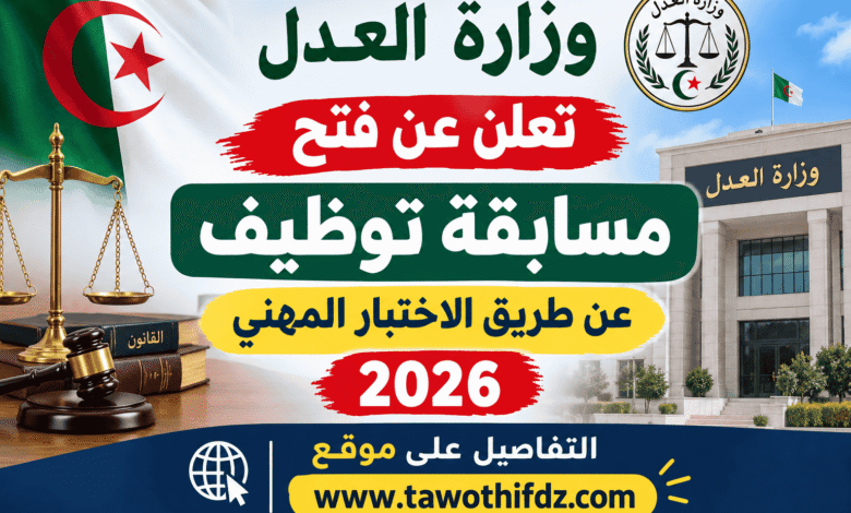 وزارة العدل تعلن عن فتح مسابقة توظيف عن طريق الاختبار المهني 2026