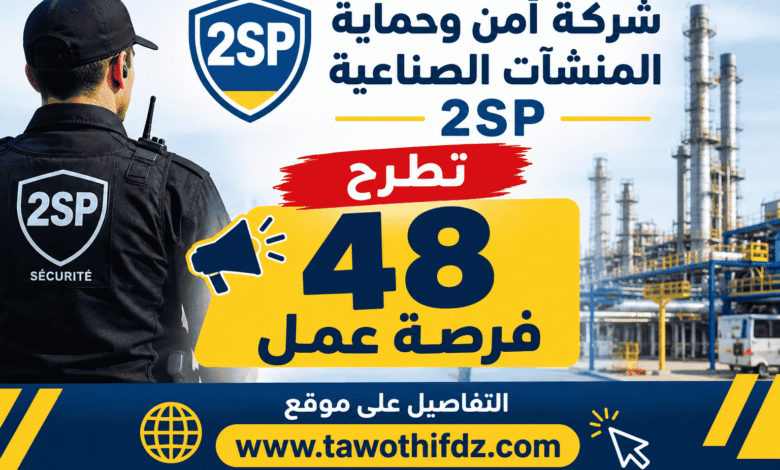 شركة أمن وحماية المنشآت الصناعية 2SP تطرح 48 فرصة عمل