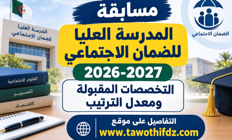 مسابقة المدرسة العليا للضمان الاجتماعي 2026-2027: التخصصات المقبولة ومعدل الترتيب