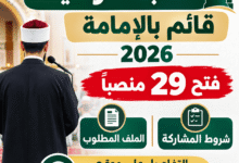 مسابقة توظيف قائم بالإمامة 2026.. فتح 29 منصباً وشروط المشاركة والملف المطلوب