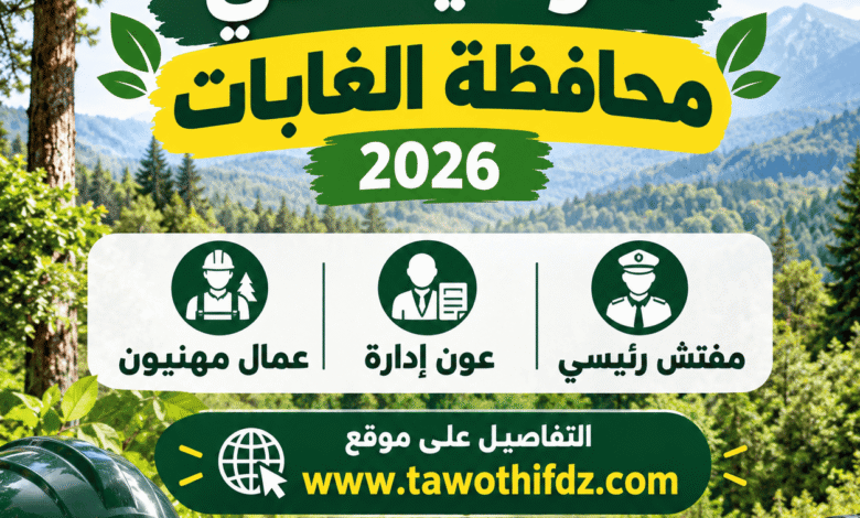 التوظيف في محافظة الغابات 2026: مفتش رئيسي وعون إدارة وعمال مهنيون
