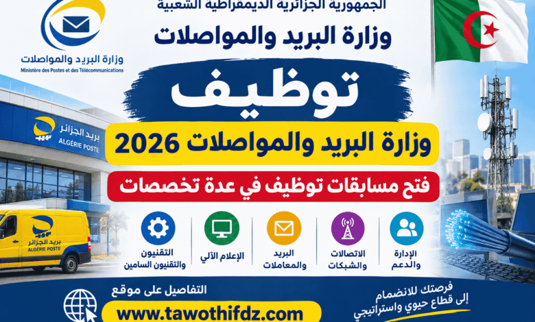 توظيف وزارة البريد والمواصلات 2026: فتح مسابقات توظيف في عدة تخصصات