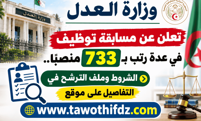وزارة العدل تعلن عن مسابقة توظيف في عدة رتب بـ733 منصبًا.. الشروط وملف الترشح