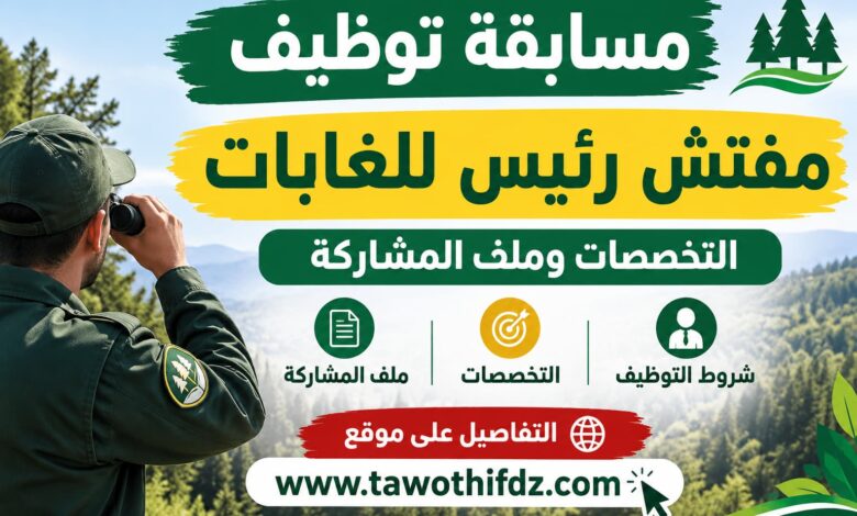 مسابقة توظيف مفتش رئيس للغابات: التخصصات وملف المشاركة