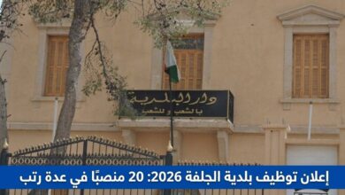 إعلان توظيف بلدية الجلفة 2026: 20 منصبًا في عدة رتب