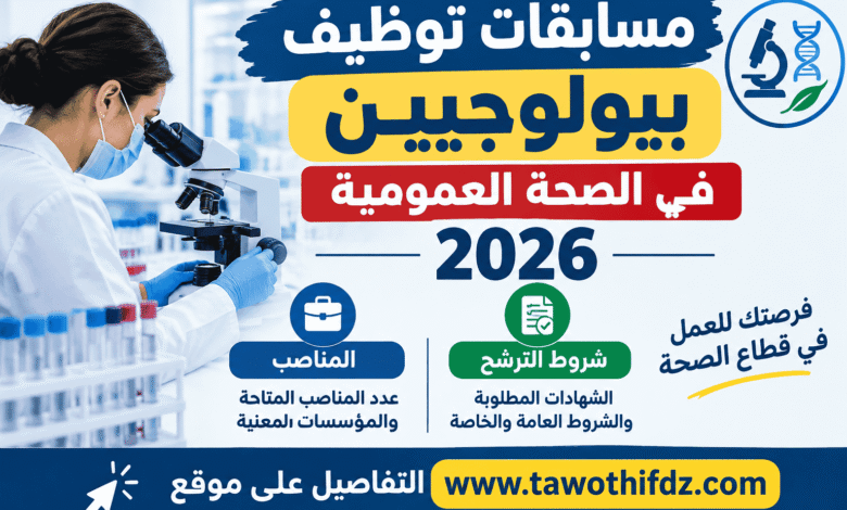 مسابقات توظيف بيولوجيين في الصحة العمومية 2026: المناصب وشروط الترشح